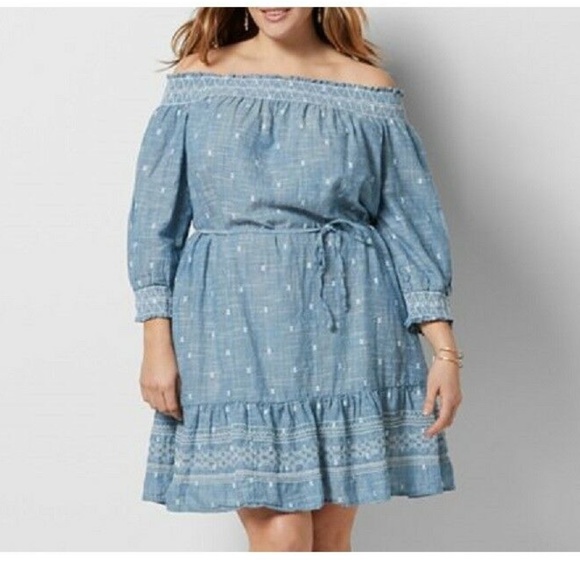 Sonoma Dresses & Skirts - SONOMA Chambray Embellished Smocked Dress